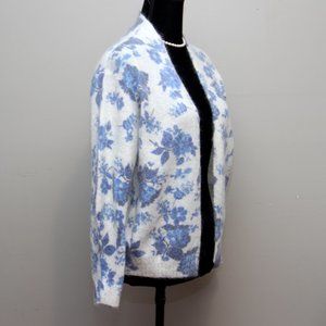Bartolini Floral Mohair Alpaca Blend Open Front Cardigan Sweater Small